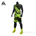 Jersey de basquete verde da moda respirável e conjunto de shorts